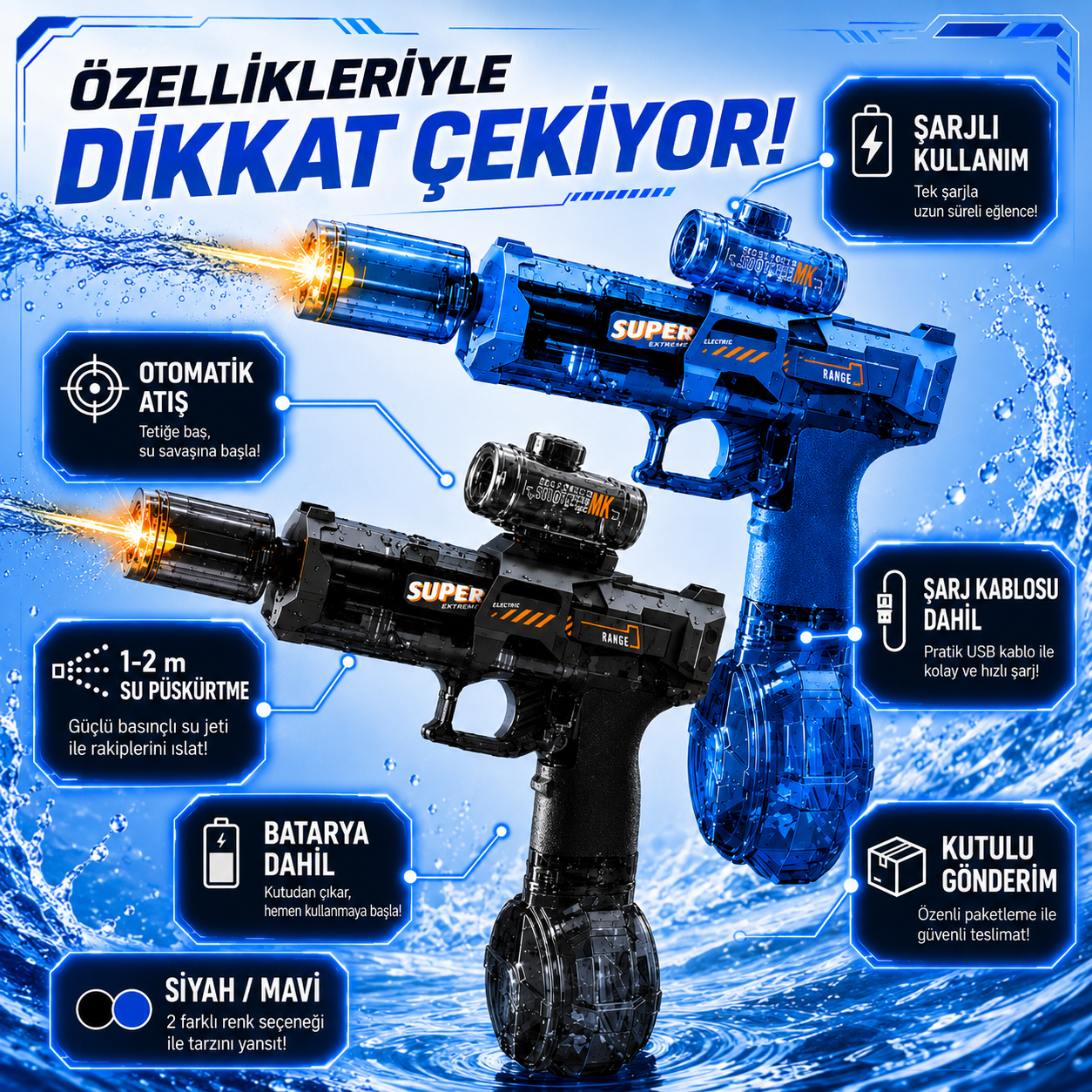 Serojoy Şarjlı Otomatik Su Tabancası